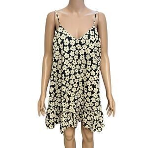 Things Between Floral Mini Slip Dress Medium Flowy Ruffle Hem Preppy Casual